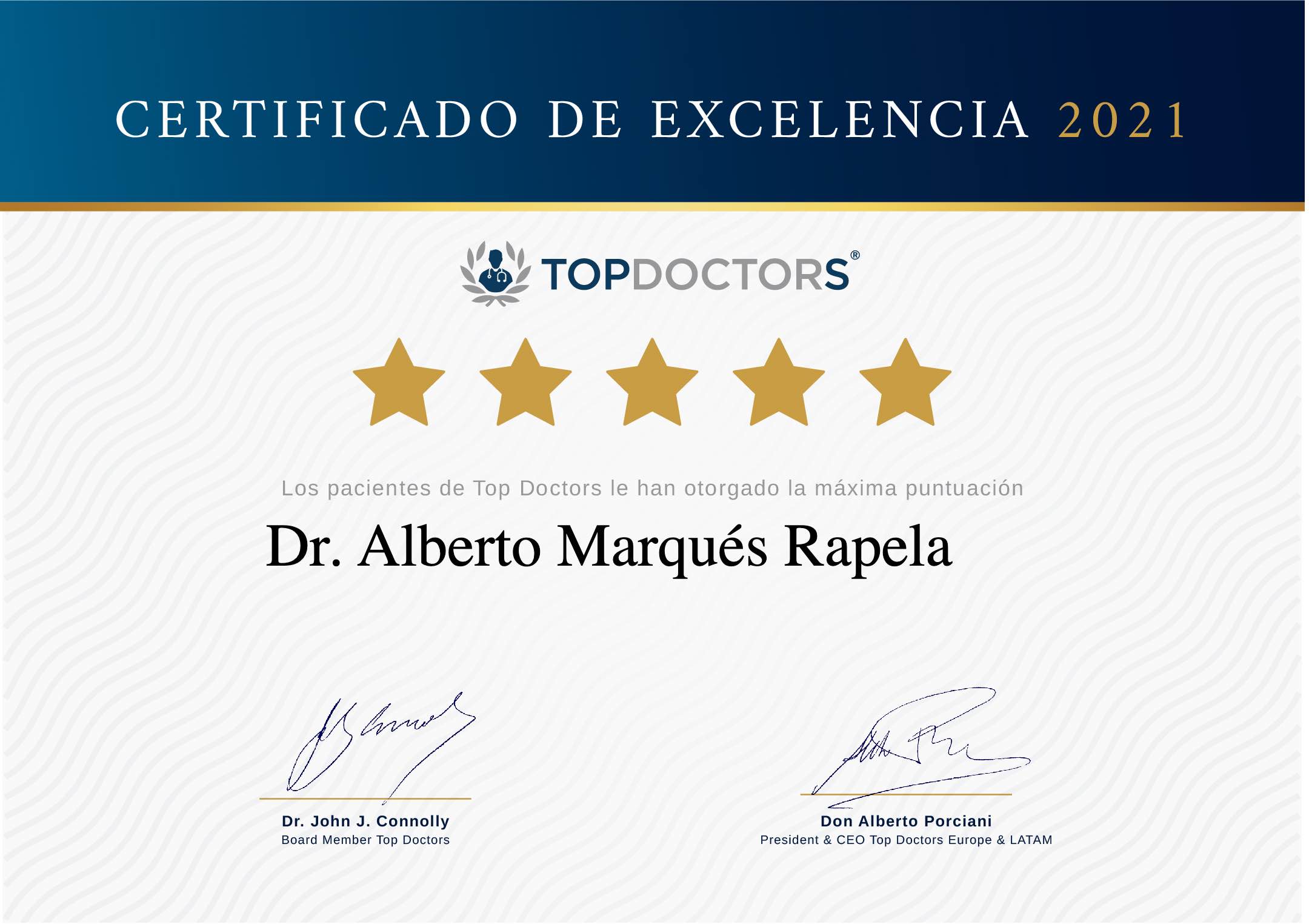 2021 Top Doctors excelencia alberto marques