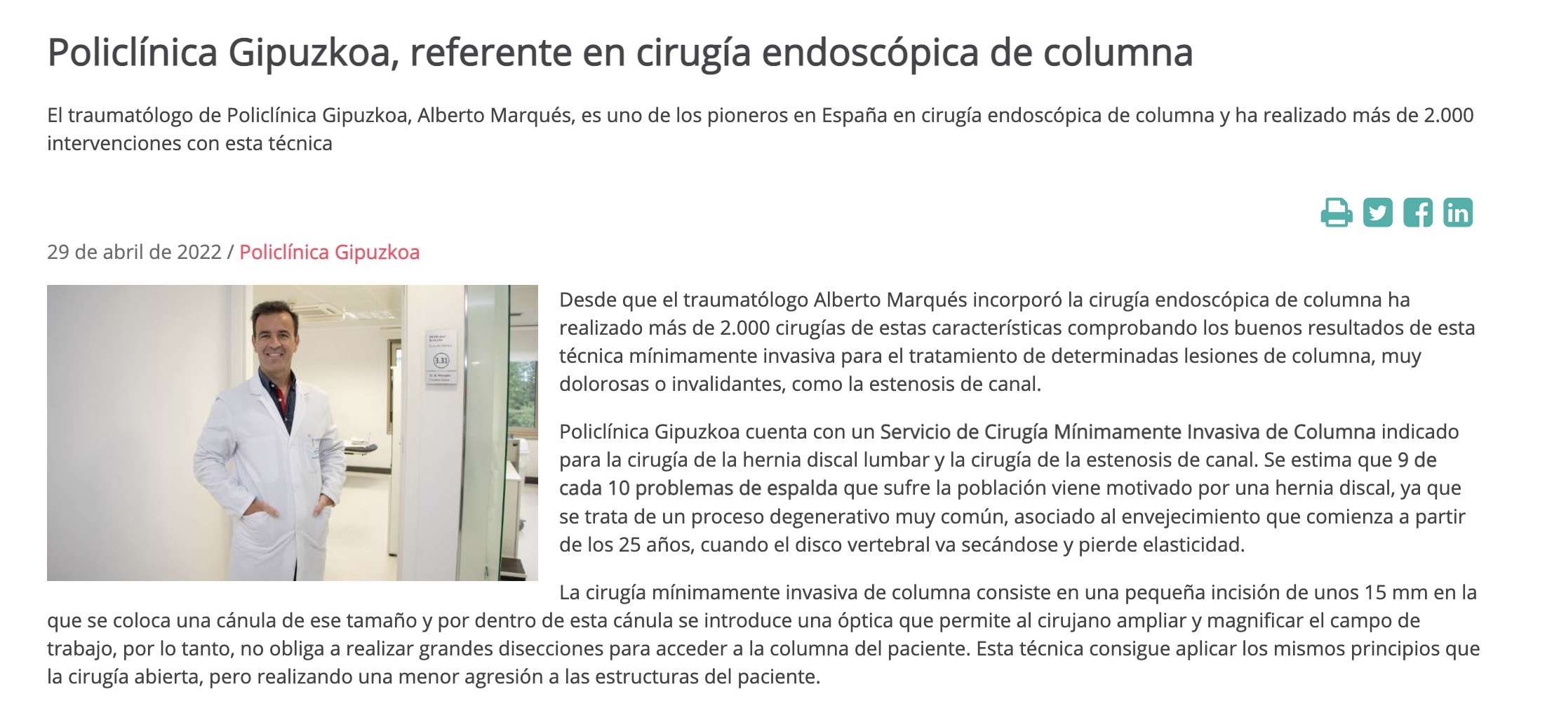 Alberto Marques cirugia endoscopica de columna
